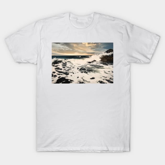 Crashing waves sunset beach T-Shirt by stuartchard